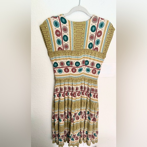 Handmade Vintage 60s MCM Atomic Geometric Print Retro Groovy Midi Dress - Picture 4 of 9